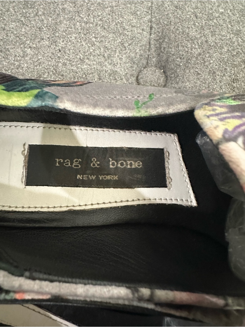 Rag & Bone Alix Floral Velvet Convertible Loafers Mules Gray Multi Size 8.5 - Picture 7 of 10